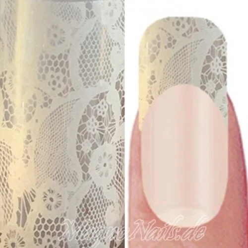 Nail Art Transfer Folie 1m - Nail Foil - Lace White Nagelfolie Nageldesign Folie Tranferfolie Nailart