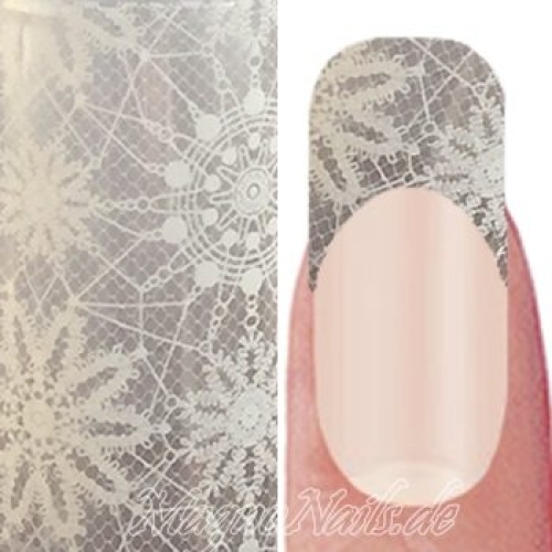 Nail Art Transfer Folie 1m - Nail Foil - Lace White Nagelfolie Nageldesign Folie Tranferfolie Nailart