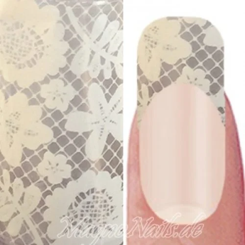 Nail Art Transfer Folie 1m - Nail Foil - Lace White Nagelfolie Nageldesign Folie Tranferfolie Nailart