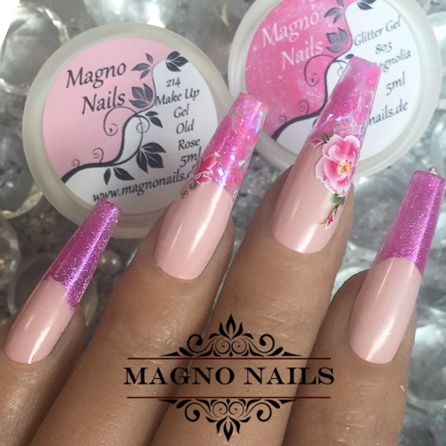 Preview: Sommernägel - Naiart Idee - Pink Frech One Stroke Glitter