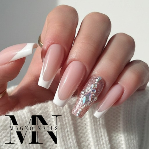 French Nägel mit Glitzer rosegold - No File Gele Shop