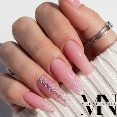 Preview: Neon Pink Make Up Gel mit Glitzer - Nageldesign Ideen