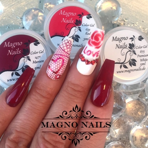 Preview: Nageldesign Idee mit Weinrot für den Sommer