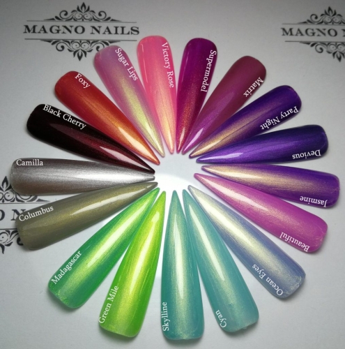 Preview: Farpalette - Fartips aufgetragen - Prösentationstips - Sommerfarben Perlgele bunt Metallic pearl