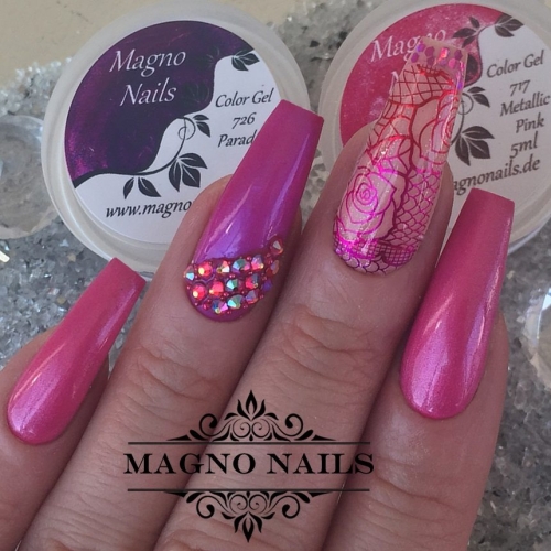 Preview: Nägel Ideen - Pink Lila Nägel Rosen