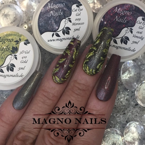 Preview: Nageldesign Ideen mit Cateye und Schnörkel