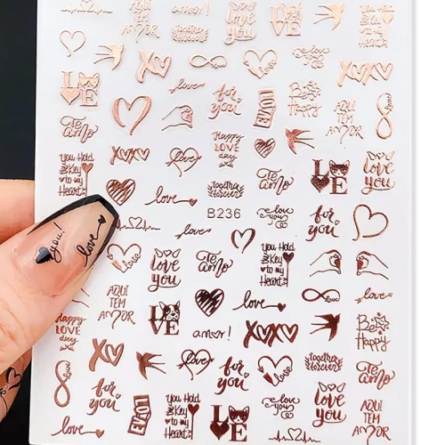 3D Metallic Nail Sticker - rosegold - B236