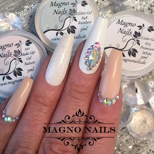 Nude Weiß Overlays Nägel Fullcover Nägel