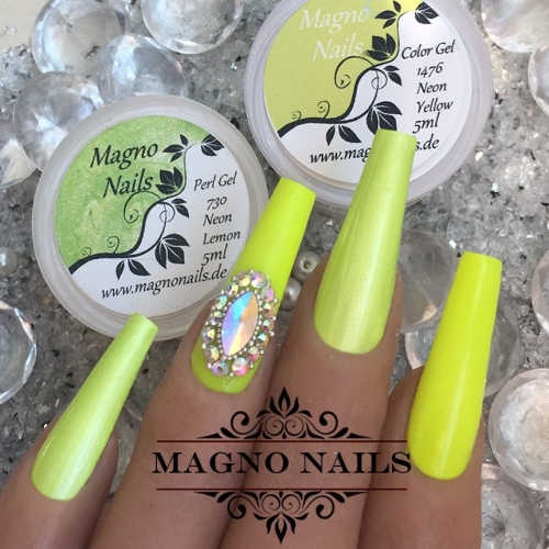 Preview: Neon Gel Overlay Pearl Nageldesign Ideen - Sommernägel - Sommer Nägel 