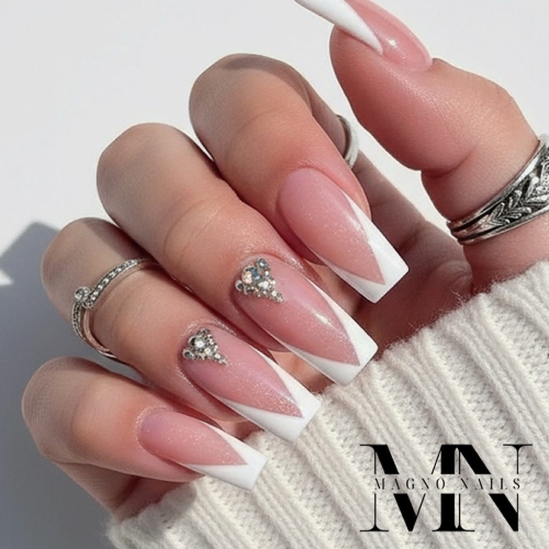 Preview: Square Nails - kurze Luxus Nails in pink Nude Make Up