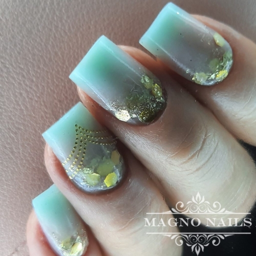 Preview: Modellage mit Polygel grün - transparent