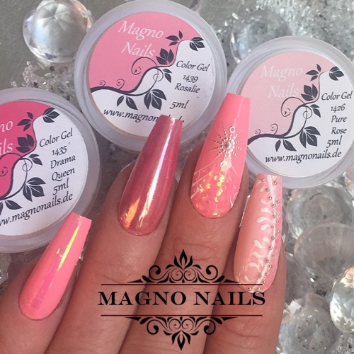 Preview: Nägel Ideen - Rosa Nägel - Chrome Rosanägel