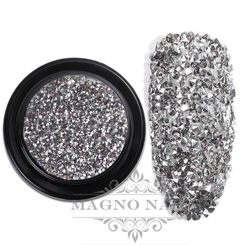 3D Micro Glas Strasssteine - Silver rund Ministrasssteine Nailart Nail Art