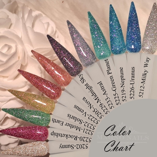 Preview: Farbpalette Disco Gele Reflektierend Glitter Glitzer Flash Effekt Nägel Nageldesign Nails Farbkarte Colorchart Nageltips Farbtips