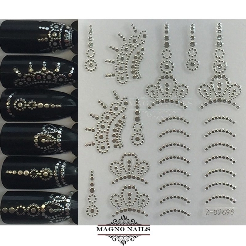 3D Metallic Nail Sticker - silber Seblstklebende Aufkleber Nagelsticker Nagelaufkleber