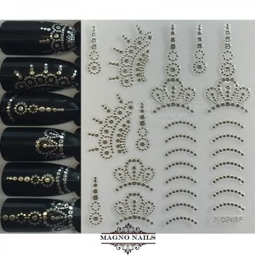 3D Metallic Nail Sticker - silber Seblstklebende Aufkleber Nagelsticker Nagelaufkleber