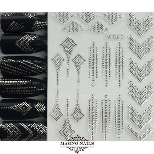 3D Metallic Nail Sticker - silber Seblstklebende Aufkleber Nagelsticker Nagelaufkleber