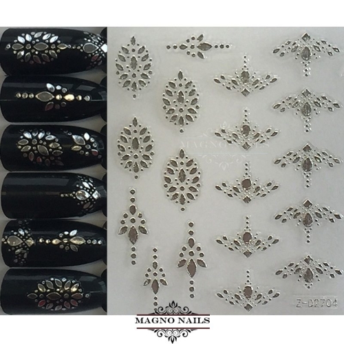 3D Metallic Nail Sticker - silber Seblstklebende Aufkleber Nagelsticker Nagelaufkleber