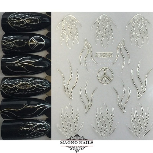 3D Metallic Nail Sticker - silber Seblstklebende Aufkleber Nagelsticker Nagelaufkleber