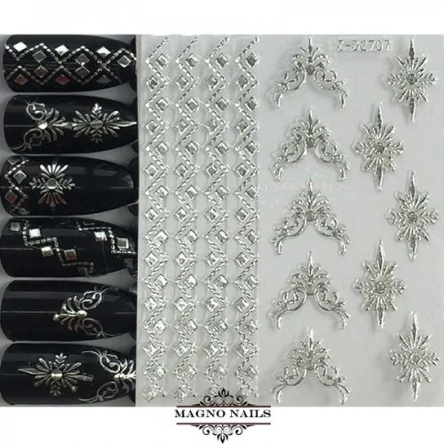 3D Metallic Nail Sticker - silber Seblstklebende Aufkleber Nagelsticker Nagelaufkleber
