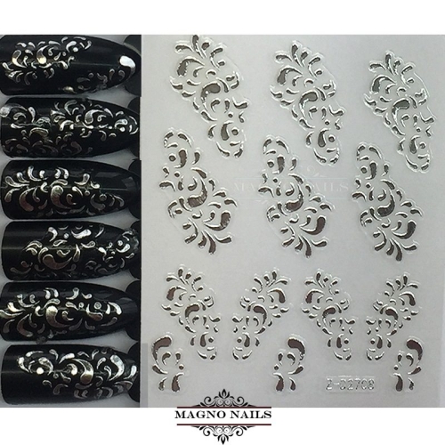 3D Metallic Nail Sticker - silber Seblstklebende Aufkleber Nagelsticker Nagelaufkleber