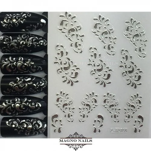 3D Metallic Nail Sticker - silber Seblstklebende Aufkleber Nagelsticker Nagelaufkleber