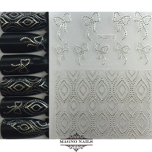3D Metallic Nail Sticker - silber Seblstklebende Aufkleber Nagelsticker Nagelaufkleber