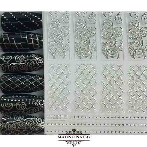 3D Metallic Nail Sticker - silber Seblstklebende Aufkleber Nagelsticker Nagelaufkleber