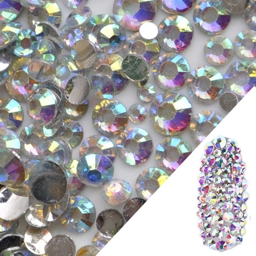 Glas Strasssteine mix rund -  Crystal AB Nail Art Nails Nagel Nögel Nailart