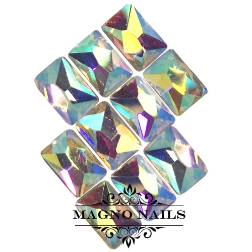Overlay -  Glas Strasssteine - Rechteck 4 x 6mm - Crystal AB Nageldesign Nägel Schmuck Nails 