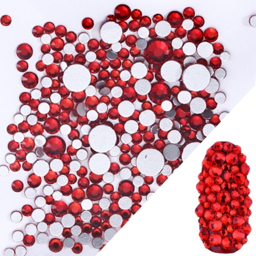 Glas Strasssteine mix rund -  Red Nail Art Nails Nagel Nögel Nailart