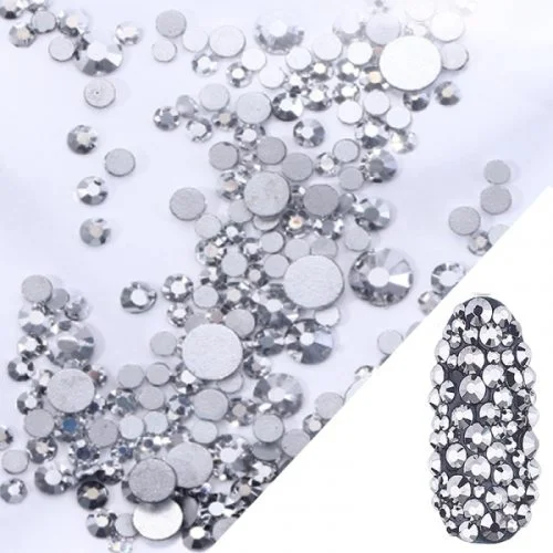 Glas Strasssteine mix rund - Silver Nail Art Nails Nagel Nögel Nailart