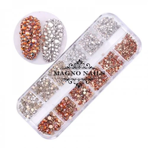 Glas Strasssteine rund - Crystal - Kupfer Nail Art Nails Nagel Nögel Nailart