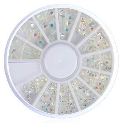 Strasssteine rund in einem Rondell - Pearl AB Nageldesign Nägel Nails Nagelstudio Einleger Nailart