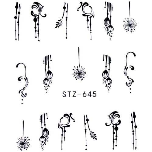 Water Transfer Sticker schwarz Blumen