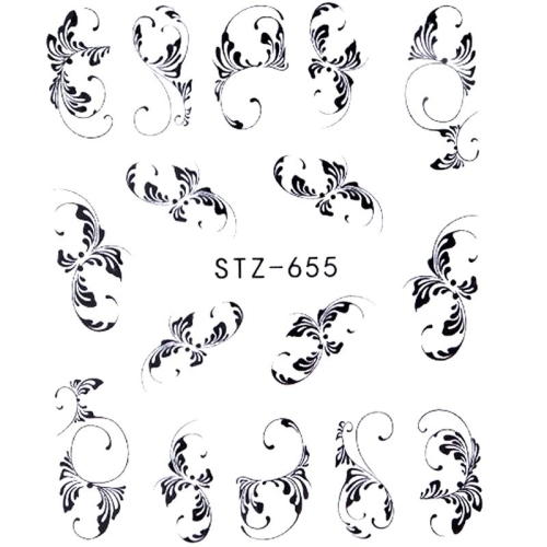 Water Transfer Sticker schwarz Schnörkel