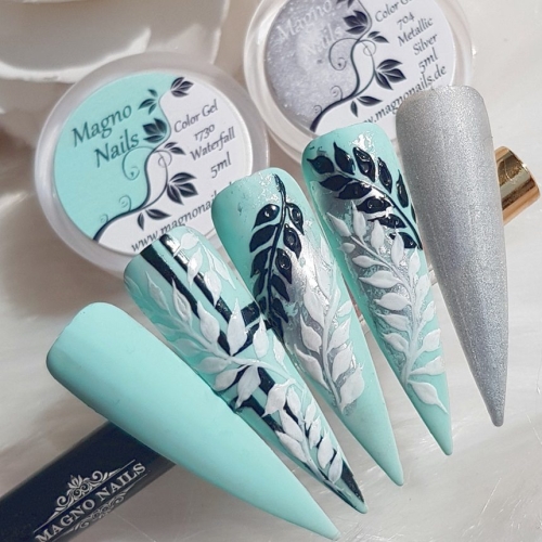 Preview: Hellmint Design Silber Sommernägel Sommerfarben Ideen Nägel Gel Tolle Ideen