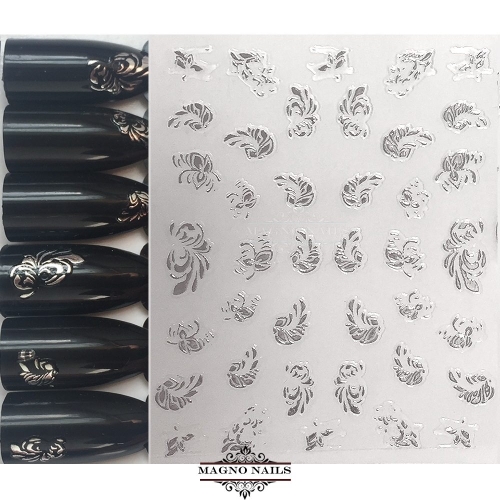 3D Metallic Nail Sticker - silber Seblstklebende Aufkleber Nagelsticker Nagelaufkleber