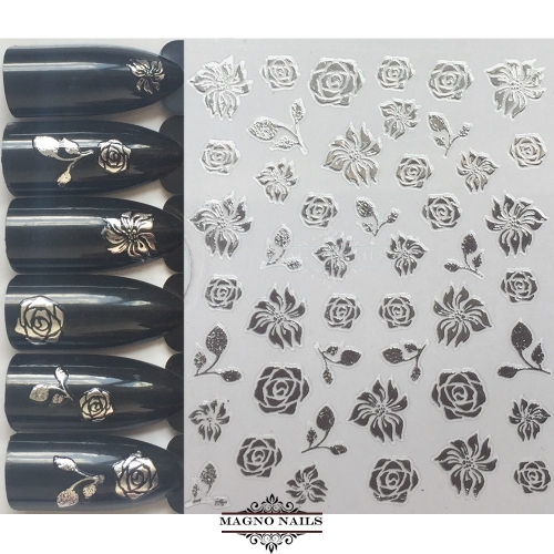 3D Metallic Nail Sticker - silber Seblstklebende Aufkleber Nagelsticker Nagelaufkleber