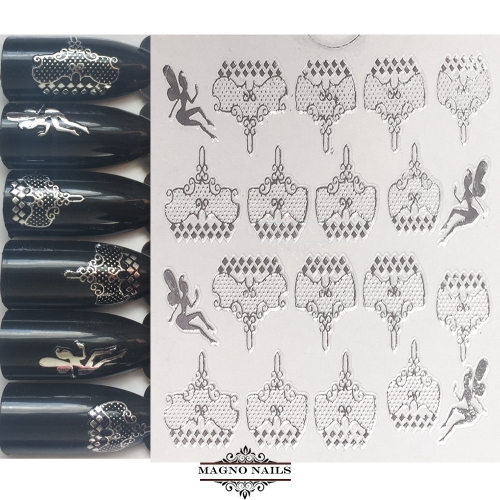 3D Metallic Nail Sticker - silber Seblstklebende Aufkleber Nagelsticker Nagelaufkleber