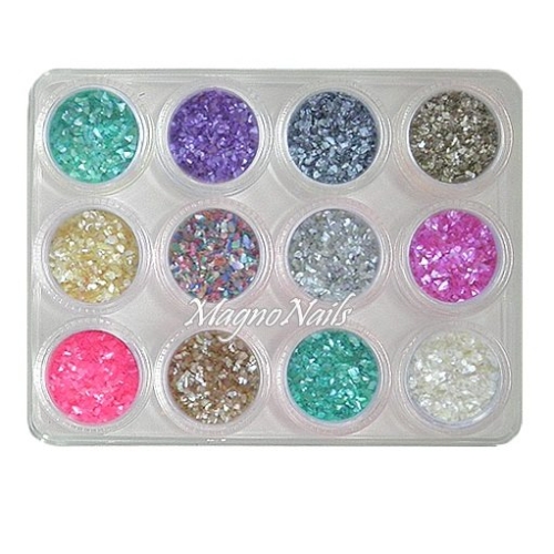 12 x Crushed Shell in einer Box Nail Art Nailart Nageldesign