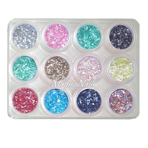 12 x Crushed Shell in einer Box Nail Art Nailart Nageldesign