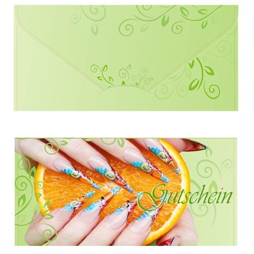 10 x Geschenk Gutschein Karten Nageldesign Fusspflege Fußpflege