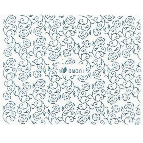 3D Metallic Sticker - silber Seblstklebende Aufkleber Nagelsticker Nagelaufkleber