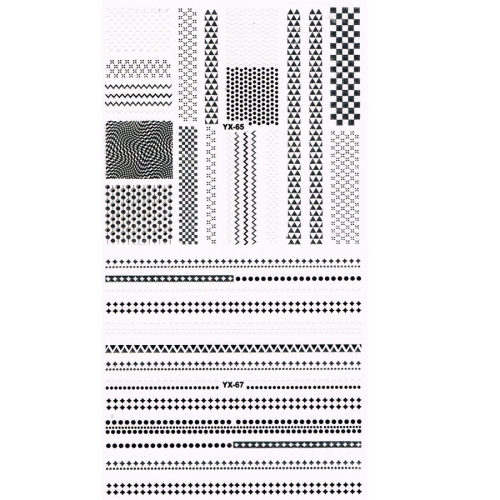3D Full Cover Metallic Sticker Set - schwarz-silber Selbstklebende Nagelaufkleber Nagelsticker