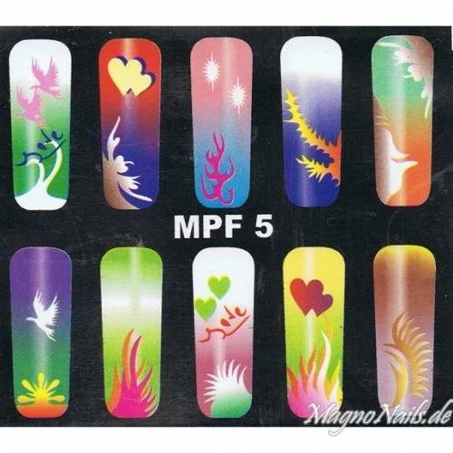 MPF 5 Airbrush Schablone Nail Nagelstudio Nägel Nailart Nail art