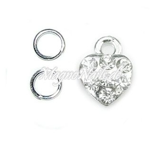 Nail Piercing Herz mit klaren Strasssteinen Nageldesign Nägel Schmuck Nails 