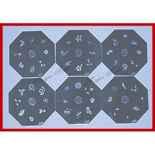 Nail Art Stamping Schablonen Set Serie C 6-Teilig