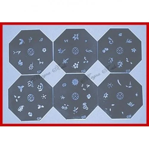 Nail Art Stamping Schablonen Set Serie C 6-Teilig