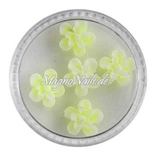 3D Einlegemotive - Gummi Soft Blumen neongelb
